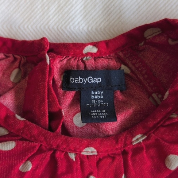 babyGap red dotted cotton twill swing peasant blouse 18-24 months baby girl - Picture 3 of 7